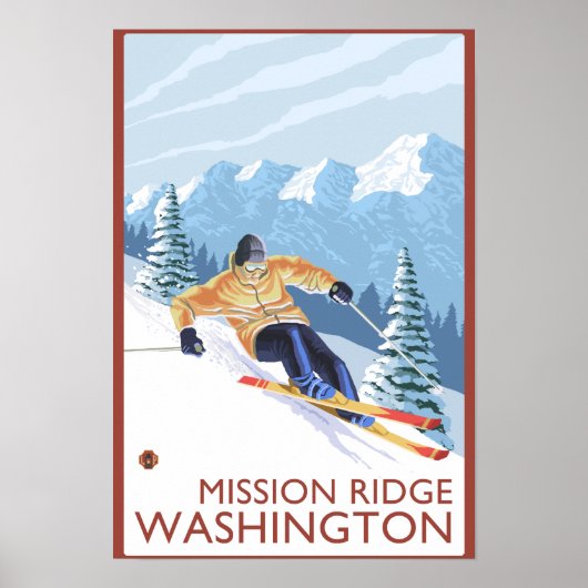 Poster Ski de neige - Mission Ridge, Washington (Devant)