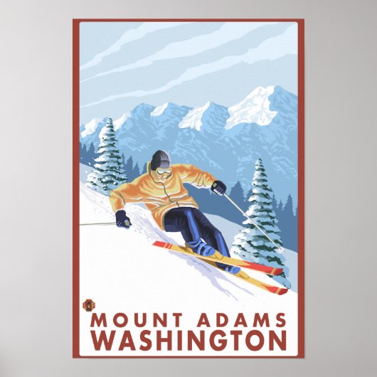 Poster Ski de neige - Mount Adams, Washington (Devant)