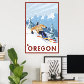 Poster Ski de neige - Oregon (Bureau à domicile)