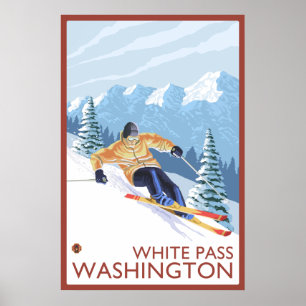 Poster Ski de neige - White Pass, Washington