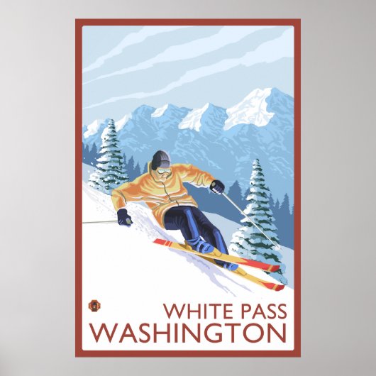 Poster Ski de neige - White Pass, Washington (Devant)