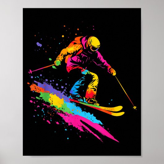 Poster Ski de ski coloré (Devant)