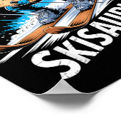 Poster Ski Dinosaur Winter Sport Skier Dino Funny Skiing (Coin)