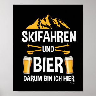 Poster Ski Et Bière Après Le Costume De Ski Fête D'Hiver