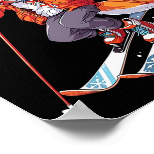 Poster Ski Fox Skier Ski Ski Hiver Neige 1 (Coin)