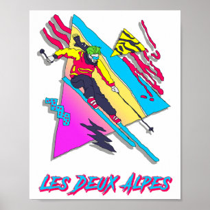 Poster Ski France Vibrant Ski Alpin Aventure Les Deu