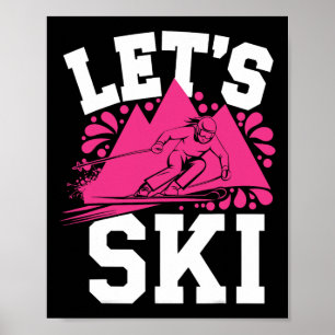 Poster Ski Girl Humour Sports d'hiver et l'avent de neige