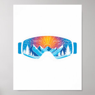 Poster Ski Goggles Art Nature Mountains Minimaliste Ski