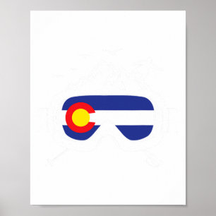 Poster Ski Goggles Colorado Drapeau Ski Ski Souvenir