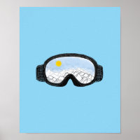 Ski Goggles Mountain View Illustration Bleu clair