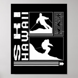 Poster Ski Hawaii Ski Skieur Hiver Planche à Neige Snowbo