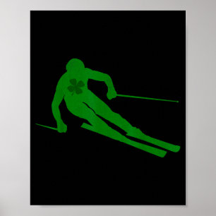 Poster Ski hommes femmes enfants jour de la Saint-Patrick