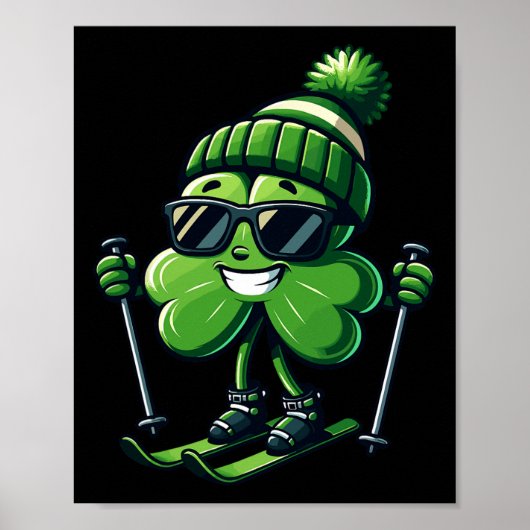 Poster Ski Jour de la Saint Patrick Shamrock Clover Irlan (Devant)