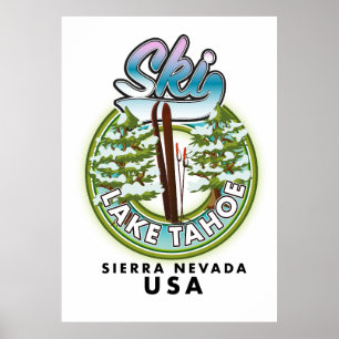 Poster Ski Lake Tahoe Sierra Nevada USA