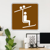 Poster Ski Lift Symbol Rustic Winter Sports Icon (Bureau à domicile)