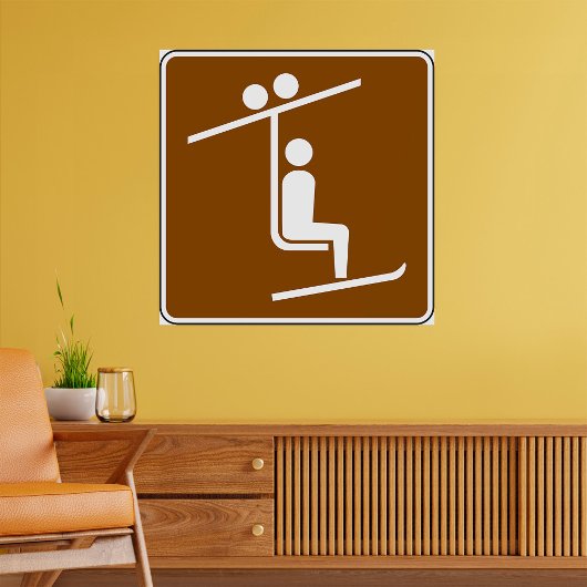 Poster Ski Lift Symbol Rustic Winter Sports Icon