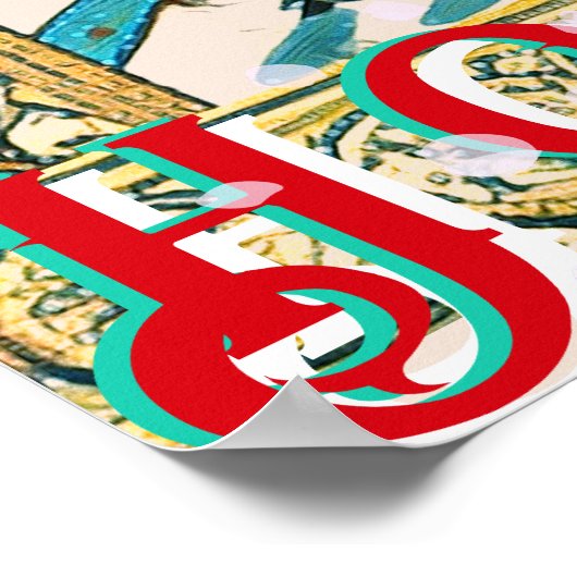 Poster Ski médiéval Hiver Joyeuses vacances (Coin)