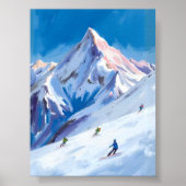 Poster Ski Mountain Slopes Winter Watercolor (Devant)