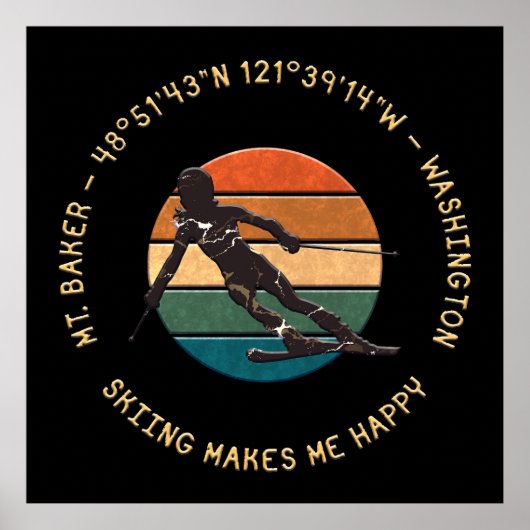 Poster Ski Mt. Baker, Washington - Femme Skieuse Sur Dark (Devant)