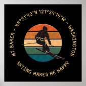 Poster Ski Mt. Baker, Washington - Man Skier, Texte Jaune (Devant)