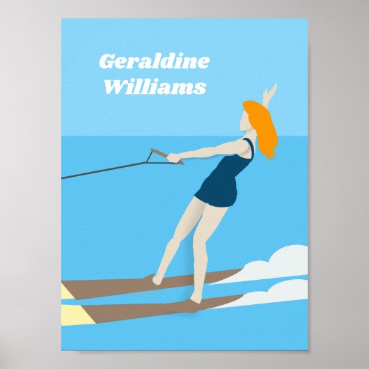 Poster Ski nautique de style vintage (Devant)