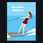 Poster Ski nautique de style vintage<br><div class="desc">Design de ski nautique de style vintage avec texte personnalisable.</div>