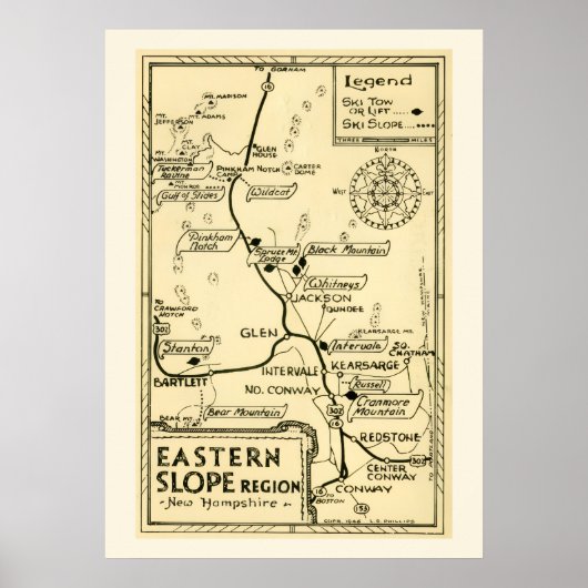 Poster Ski New Hampshire - Versant Est (Devant)
