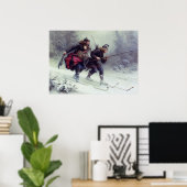 Poster Ski Pieds d'oiseau Traverser la montagne (Bureau à domicile)