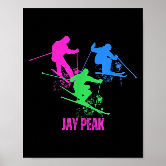 Poster Ski Retro Jay Peak Vermont Skier 90s (Devant)