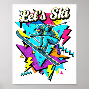 Poster Ski rétro vintage années 80 90 conception de sport