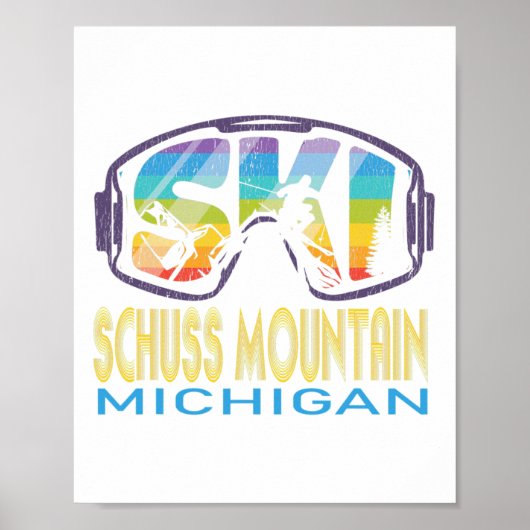 Poster Ski Schuss Mountain Michigan Skiing Vacation  (Devant)
