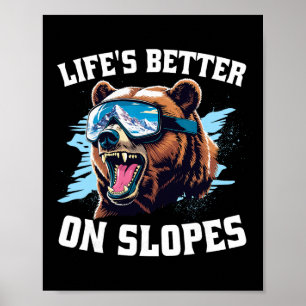 Poster Ski Ski Alpin Sport D'hiver La Vie Est Mieux Sur L