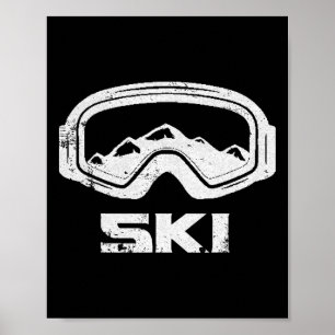 Poster Ski Ski Snow Mountain Skier d'hiver Tee Parfait