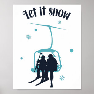 Poster Ski Skieur Ski Rétro Hiver Laissez Neiger Noël