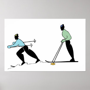 POSTER SKI SPORT SKI CARTOON