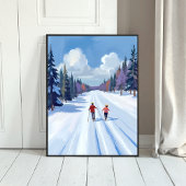 Poster Ski Trail | Mountain Skiing Watercolor Winter