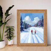 Poster Ski Trail | Mountain Skiing Watercolor Winter