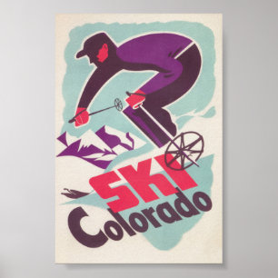 Poster Ski Vintage Colorado Retro
