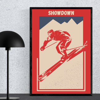 Poster Ski vintage Montana Resort Shodown Mountain