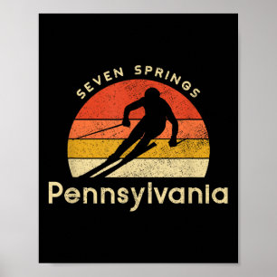 Poster Ski vintage Seven Springs Pennsylvania Mountain