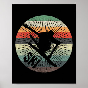 Poster Ski vintage Ski Ski Montagnes Sports d'hiver F
