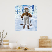 Poster Ski Vintage Snowman (Cuisine)