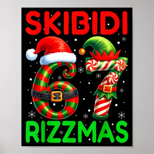 Poster Skibidi 67 Rizzmas Funny Six Seven Meme Christmas  (Devant)