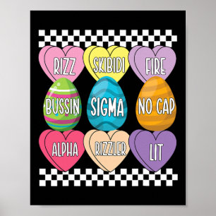 Poster Skibidi Oeufs de Pâques Drôle Rizz Mème de Pâques 