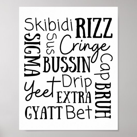 Poster Skibidi Rizz Funny Kids Rizz Bussin Gen Z Christma (Devant)