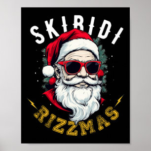 Poster Skibidi Rizzmas Chapeau de Père Noël Rétro Graphiq