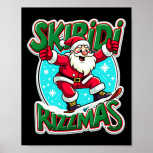 Poster Skibidi Rizzmas Cool Kid Snowboard Père Noël Rizz