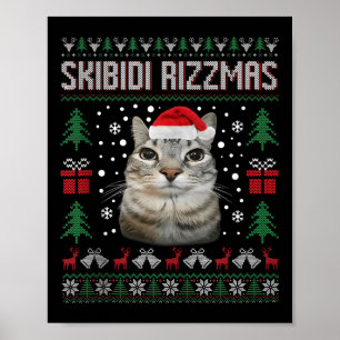 Poster Skibidi Rizzmas Drôle Silly Staring Cat Laid Sweat
