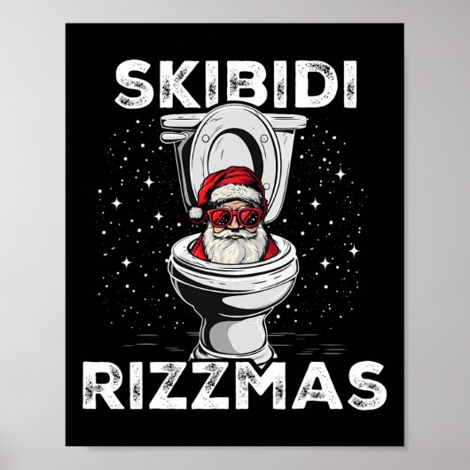 Poster Skibidi Rizzmas Drôle Toilette Père Noël Eléphant (Devant)