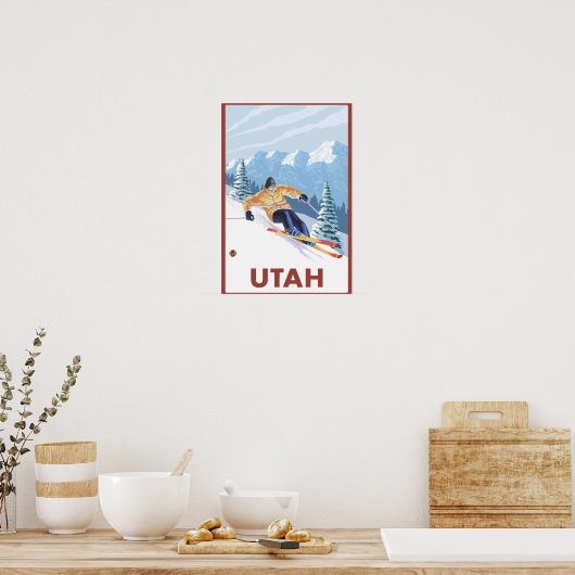 Poster Skier de neige en descente Utah (Cuisine)